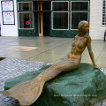 Hot Sale Outdoor Lying Life Size bronze mermaid statue